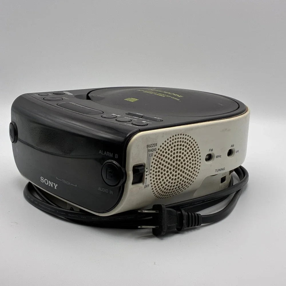 Sony CD Clock Radio Black White Dream Machine ICF-CD815 Dual Alarm